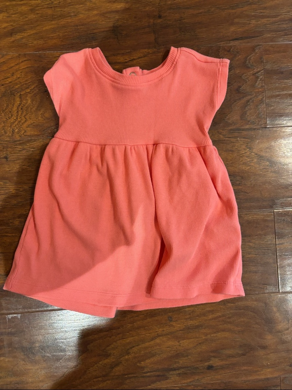 Coral Pink Ribbed Baby Dress